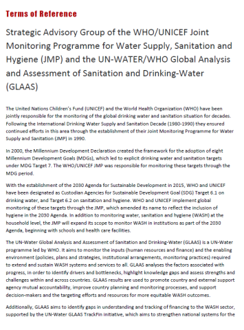 JMP GLAAS Terms of Reference